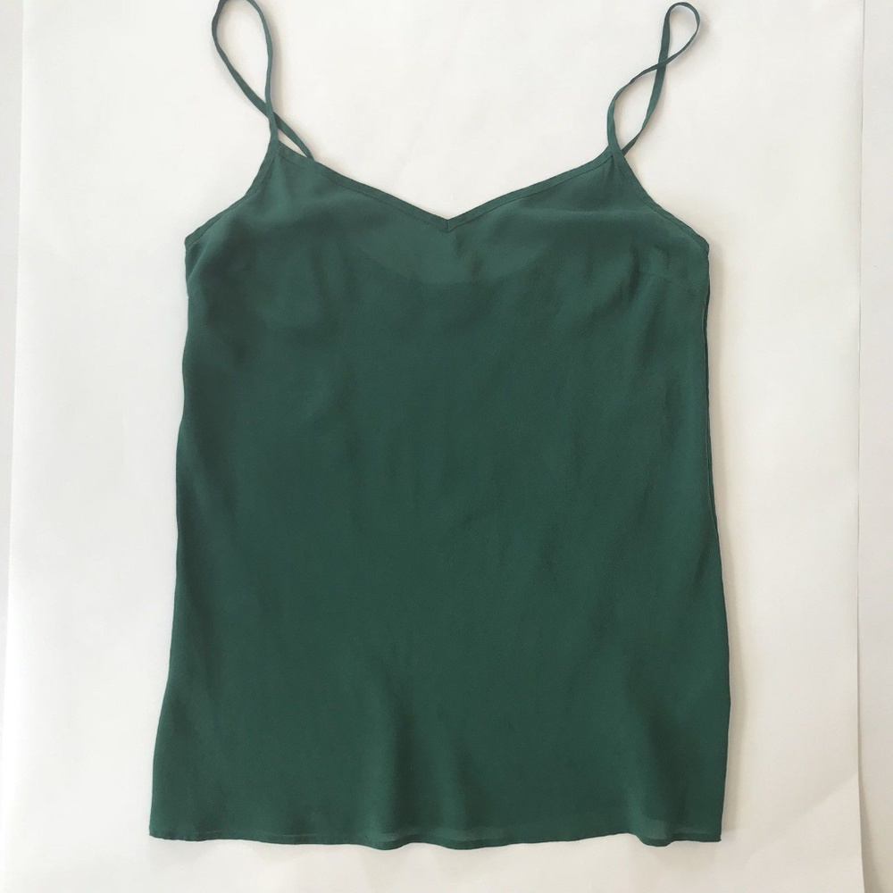 J Crew Silk Cami Green V Neck